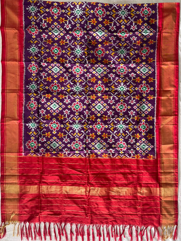 Purple & Red colour  Ikkat Handloom silk duppata
