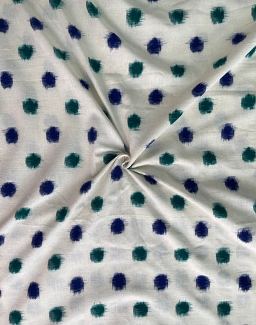 Polka Dots Double Ikkat Cotton Fabric