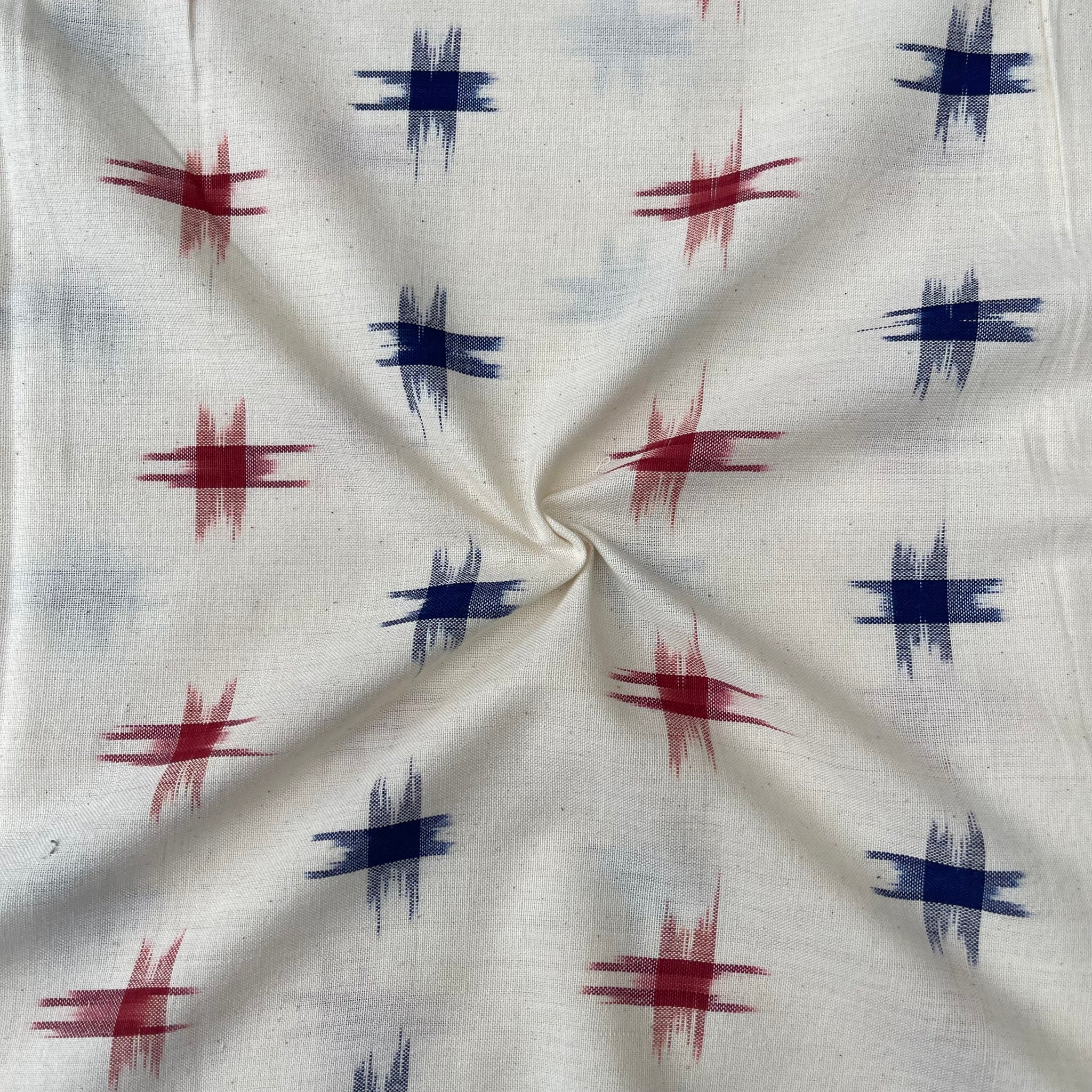 Off white Double ikkat Cotton Fabric