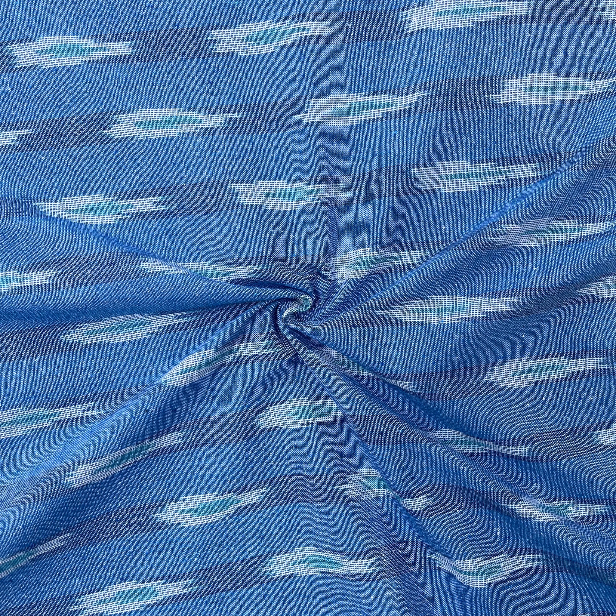 Sky Blue Colour Ikkat Cotton Fabric