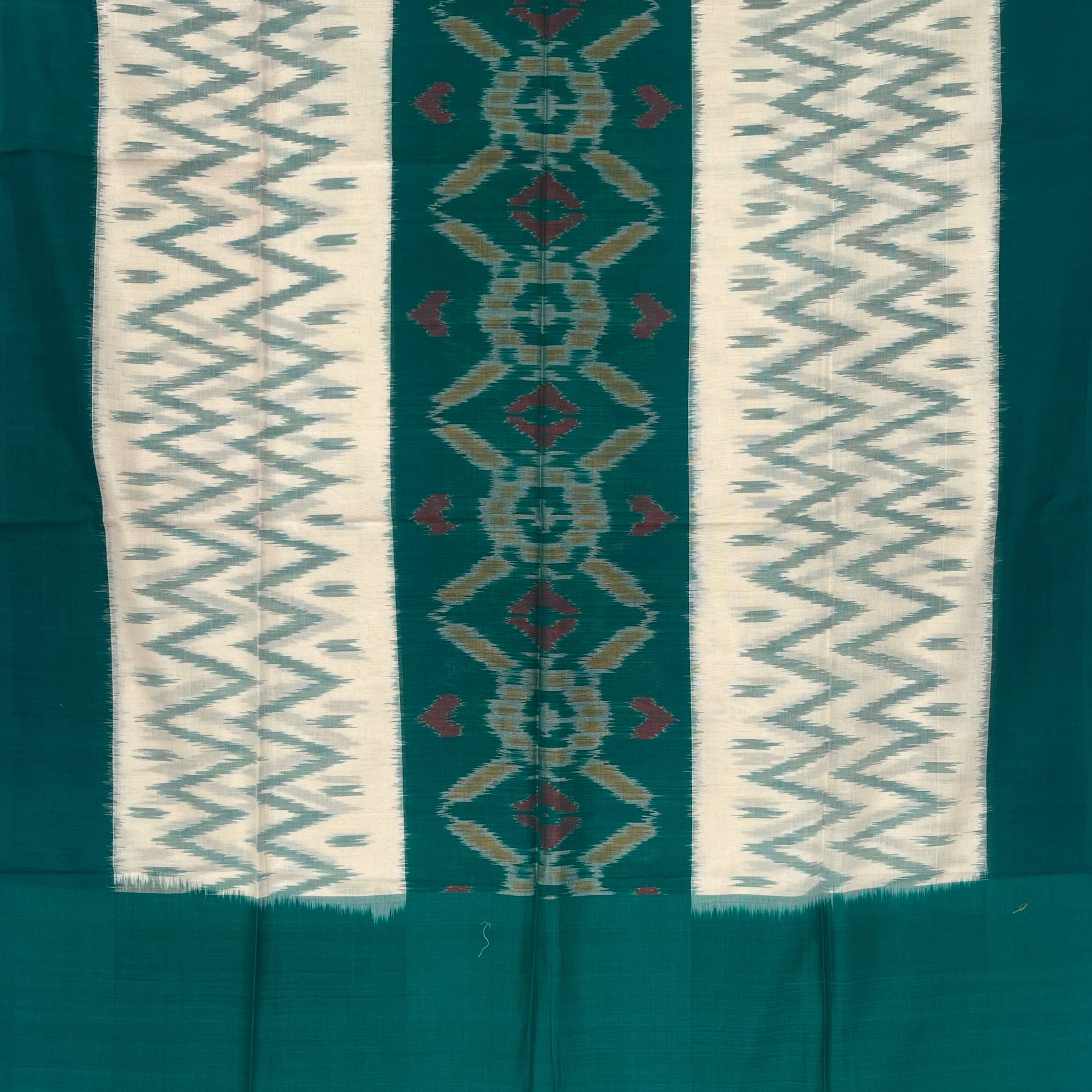 Pochampally Ikkat Cotton Duppata In Green Colour