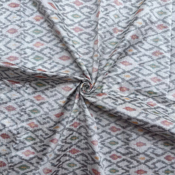 Off White Ikkat Raw silk Fabric