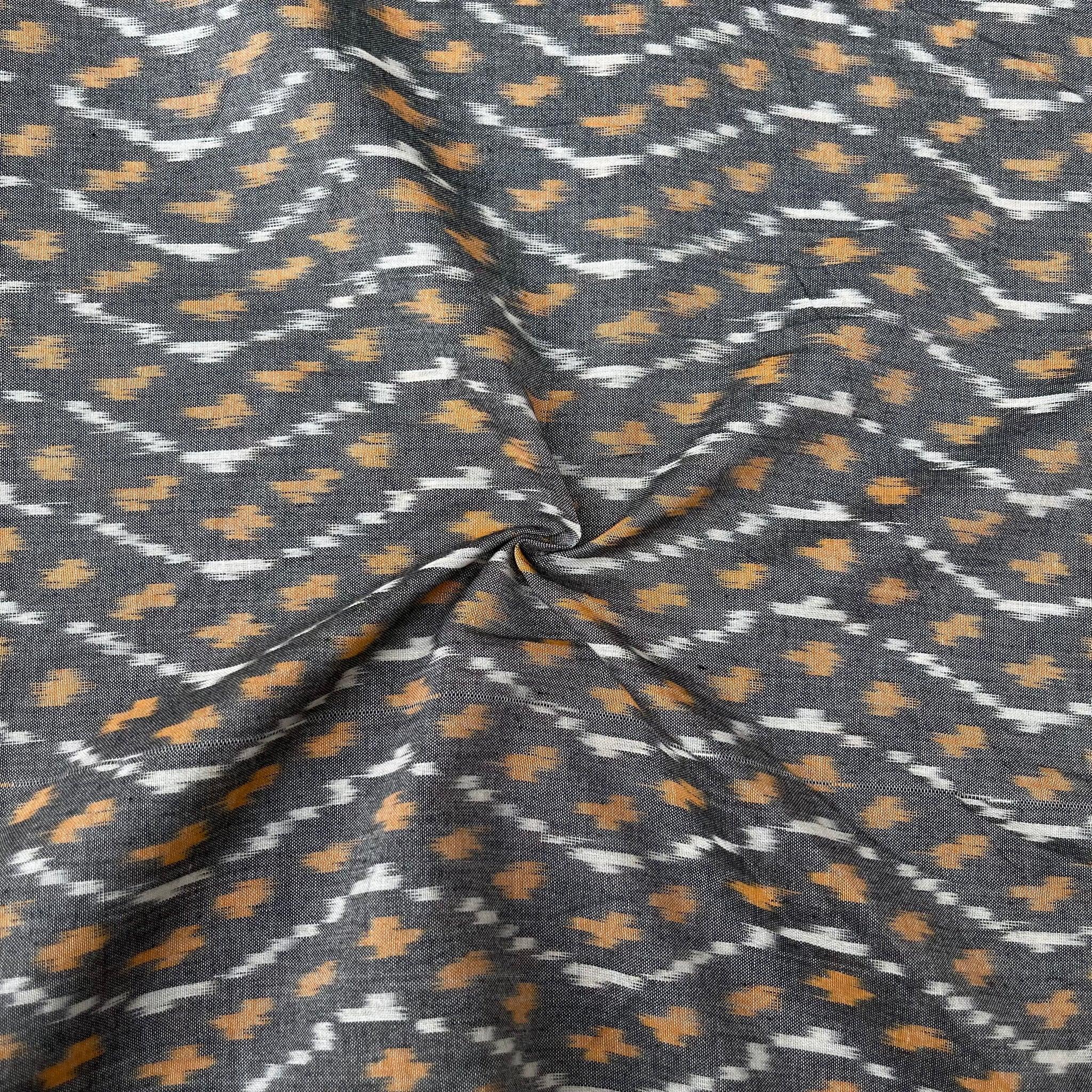 Mersiced Gray Colour Ikkat Cotton Fabric