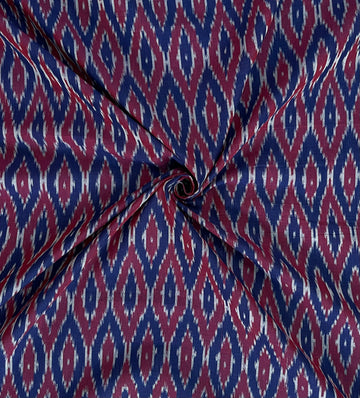 Mercerised Violent  Ikkat Handloom Cotton Fabric