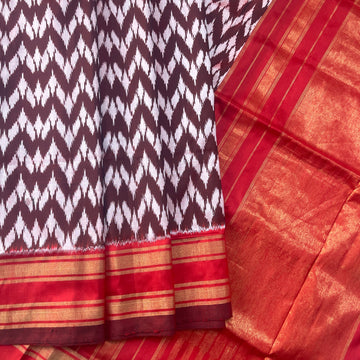Chevron Ikkat silk saree