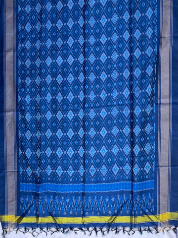 Pochampally Blue Ikkat  Silk Cotton Duppata