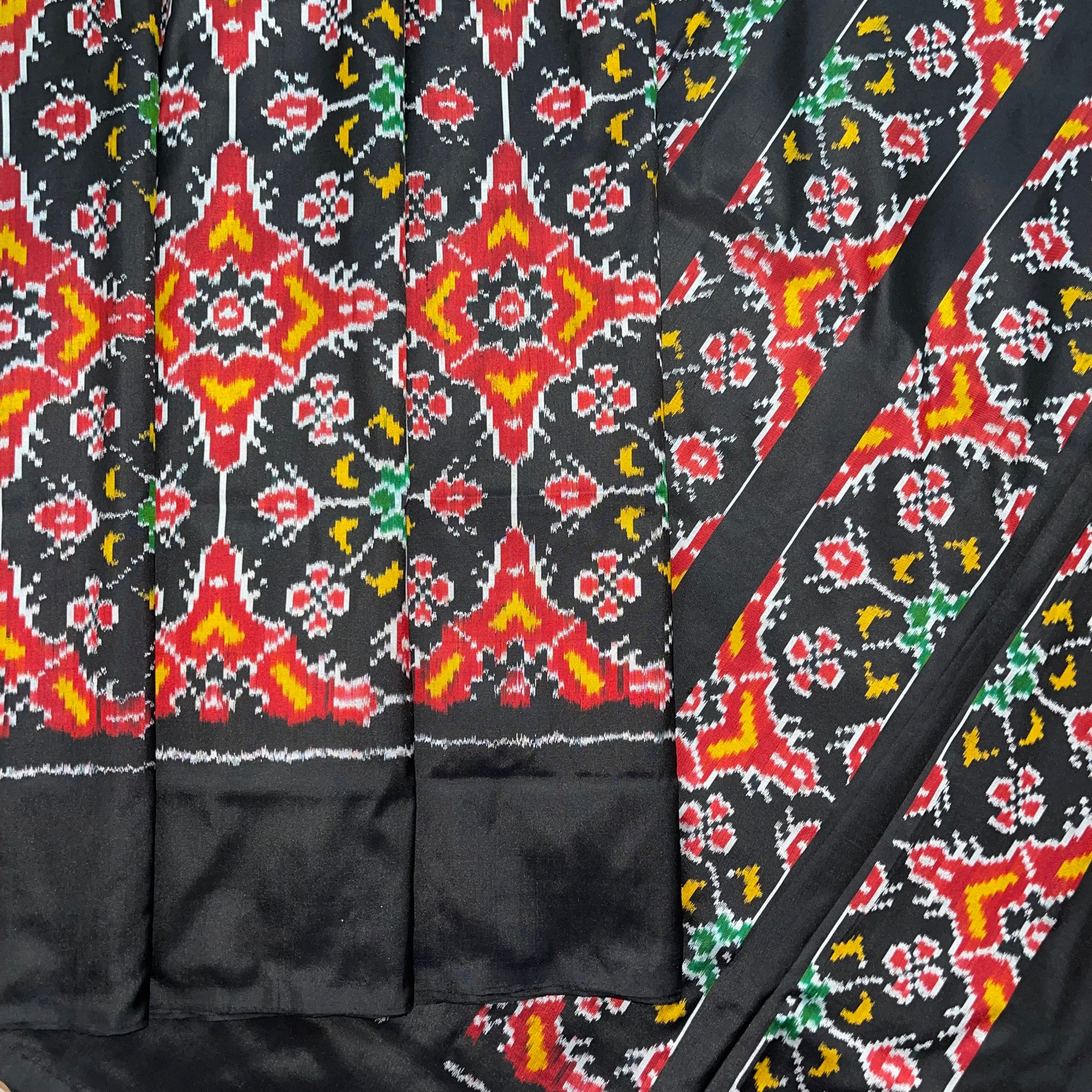Black Ikkat Silk Sari