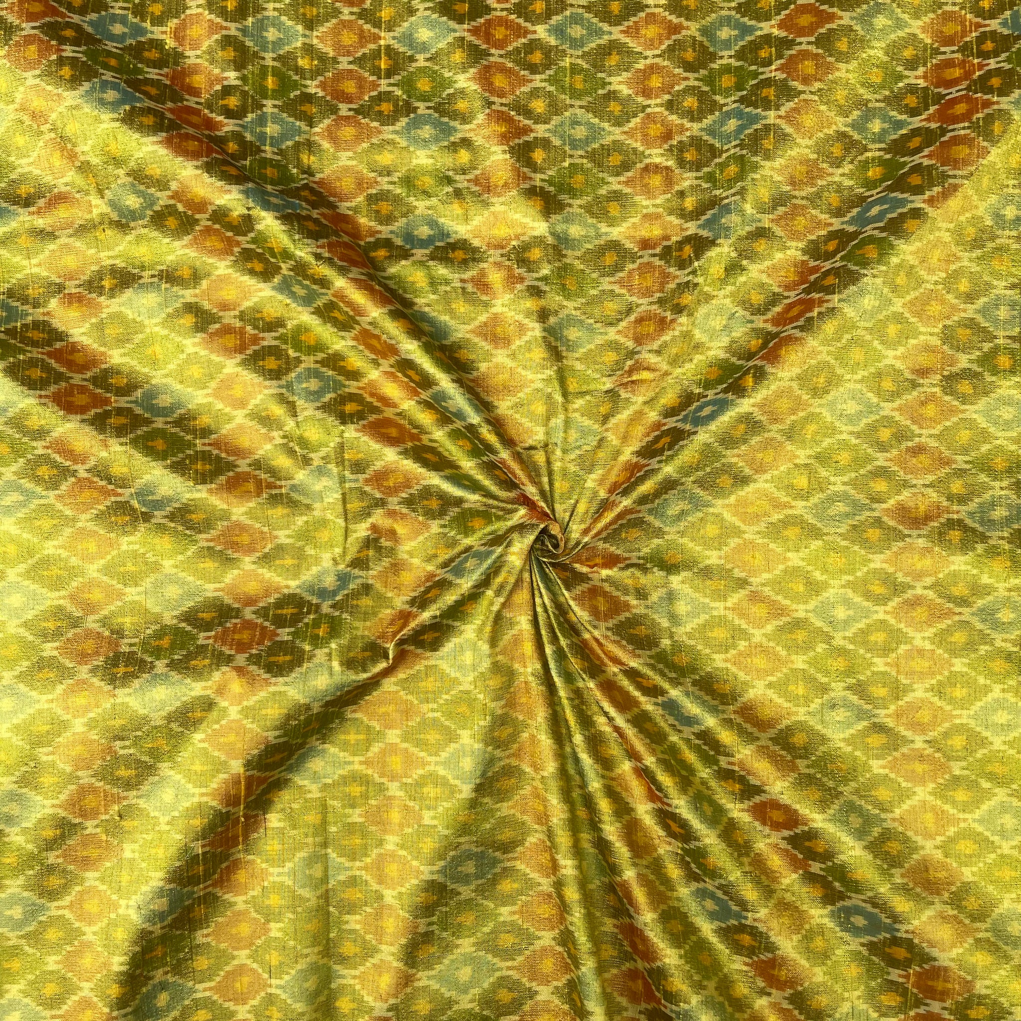 Multi Colour Ikkat Raw silk Fabric