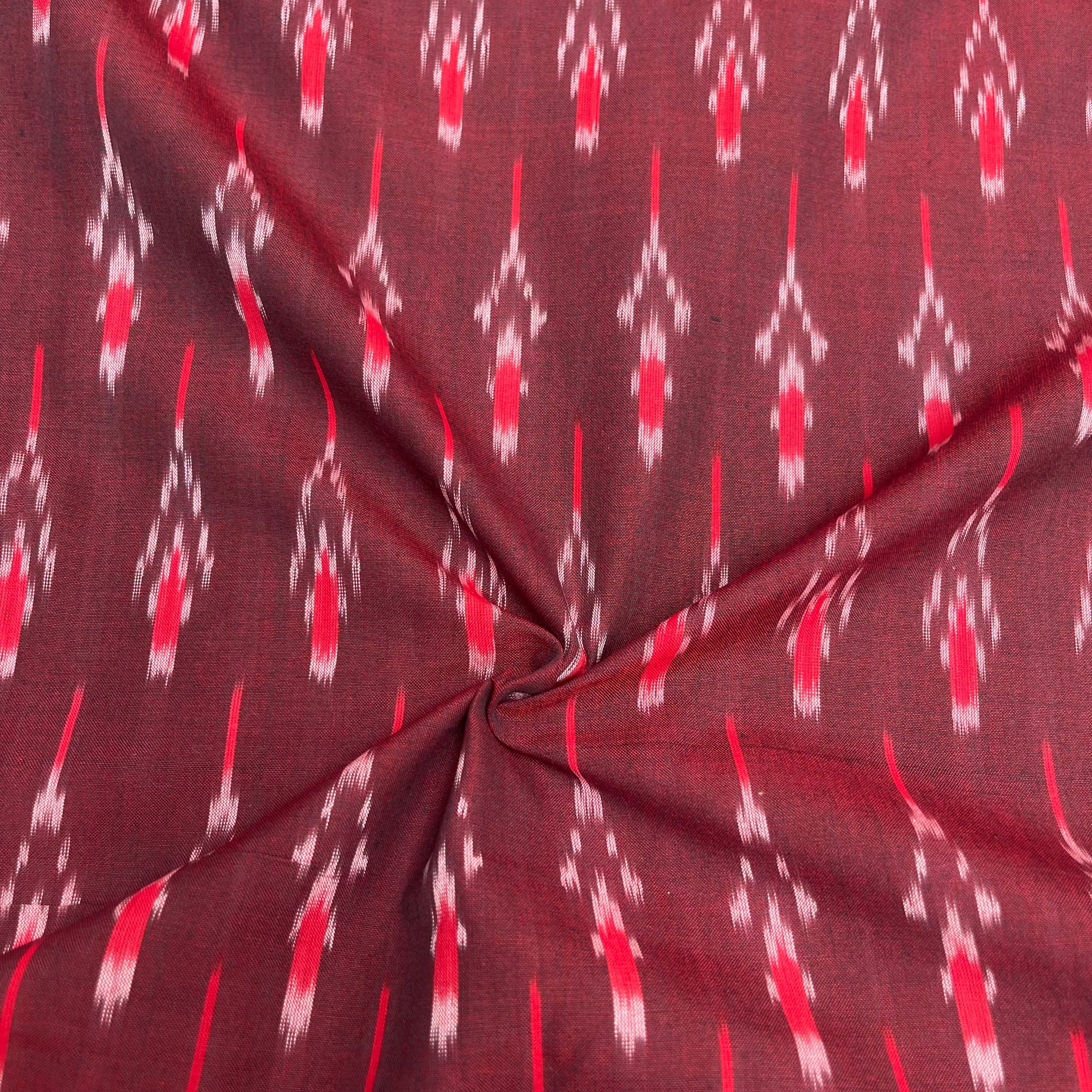 Mrisced Maroon ikkat Cotton Fabric