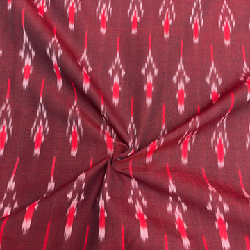 Mrisced Maroon ikkat Cotton Fabric