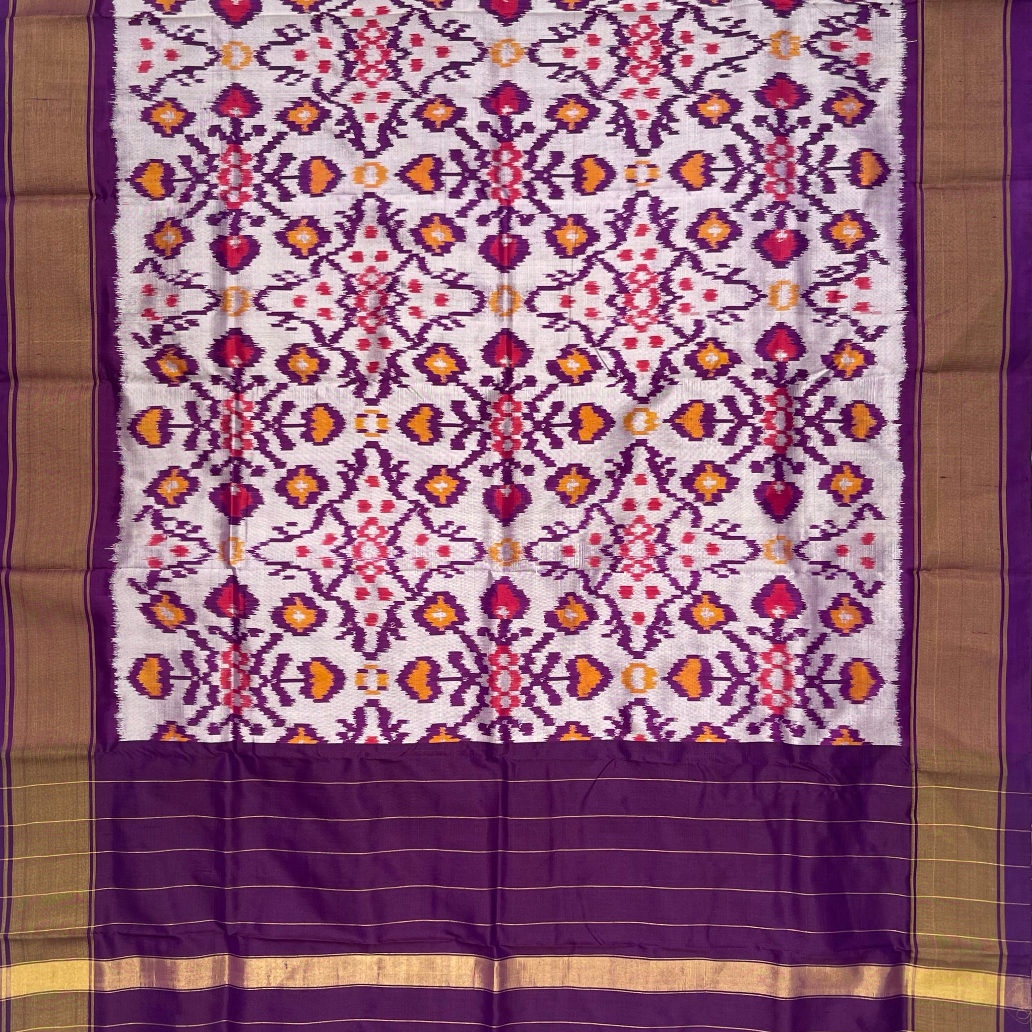 Purple colour Pochampalli Ikkat Handloom silk duppata