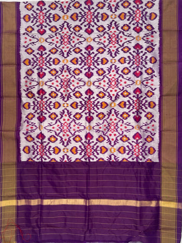 Purple colour Pochampalli Ikkat Handloom silk duppata