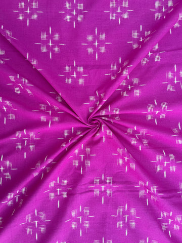 Purple Geometric Double Ikkat Handloom Cotton Fabric        IKDO05