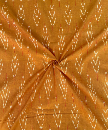 Yellow Color flower Design in Handloom Ikkat Cotton Fabric IKCO015