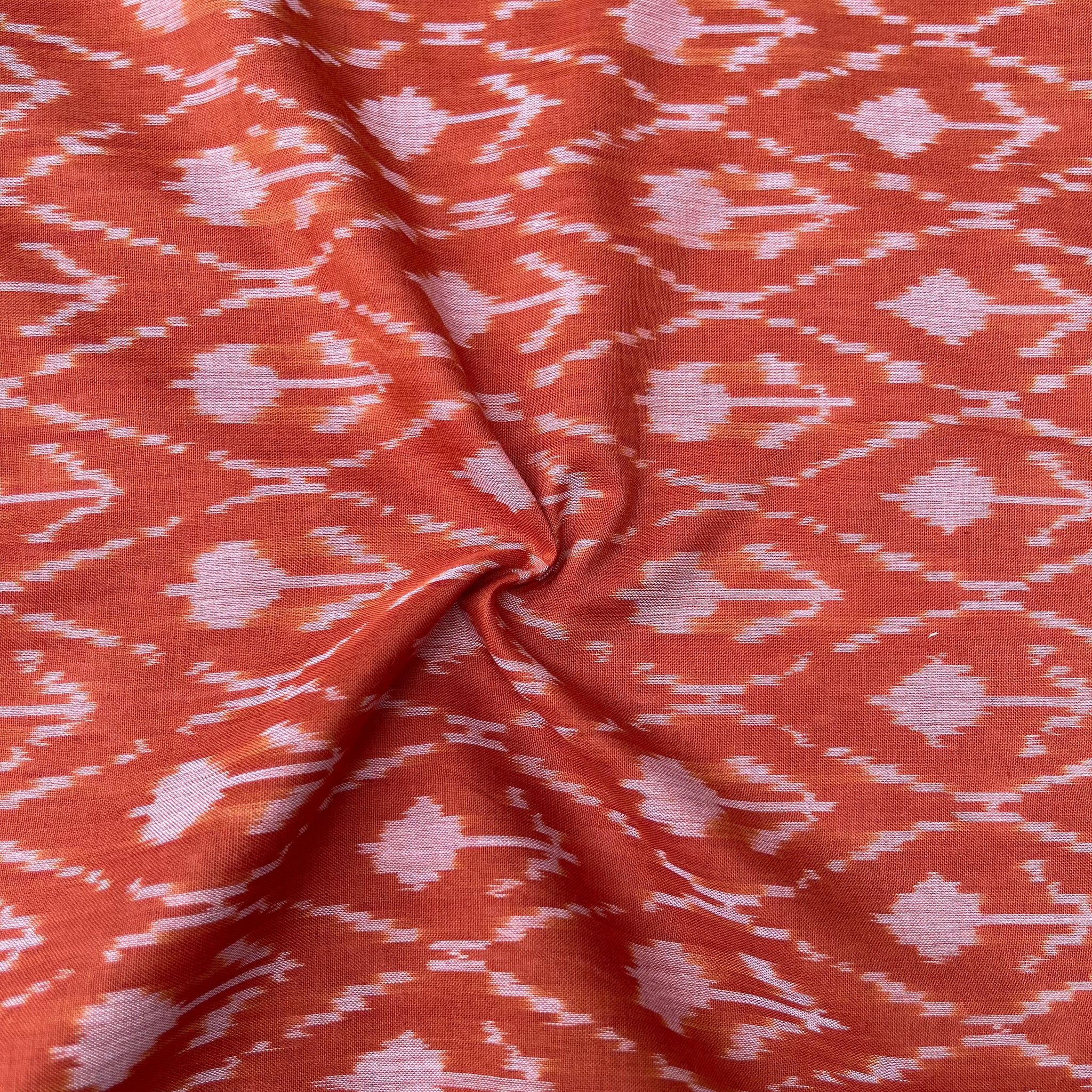 Mersiced  Brown Colour Ikkat Cotton Fabric