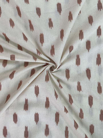 Pure Cottons Off white Base Red Mofits Ikkat Handloom Cotton Fabric