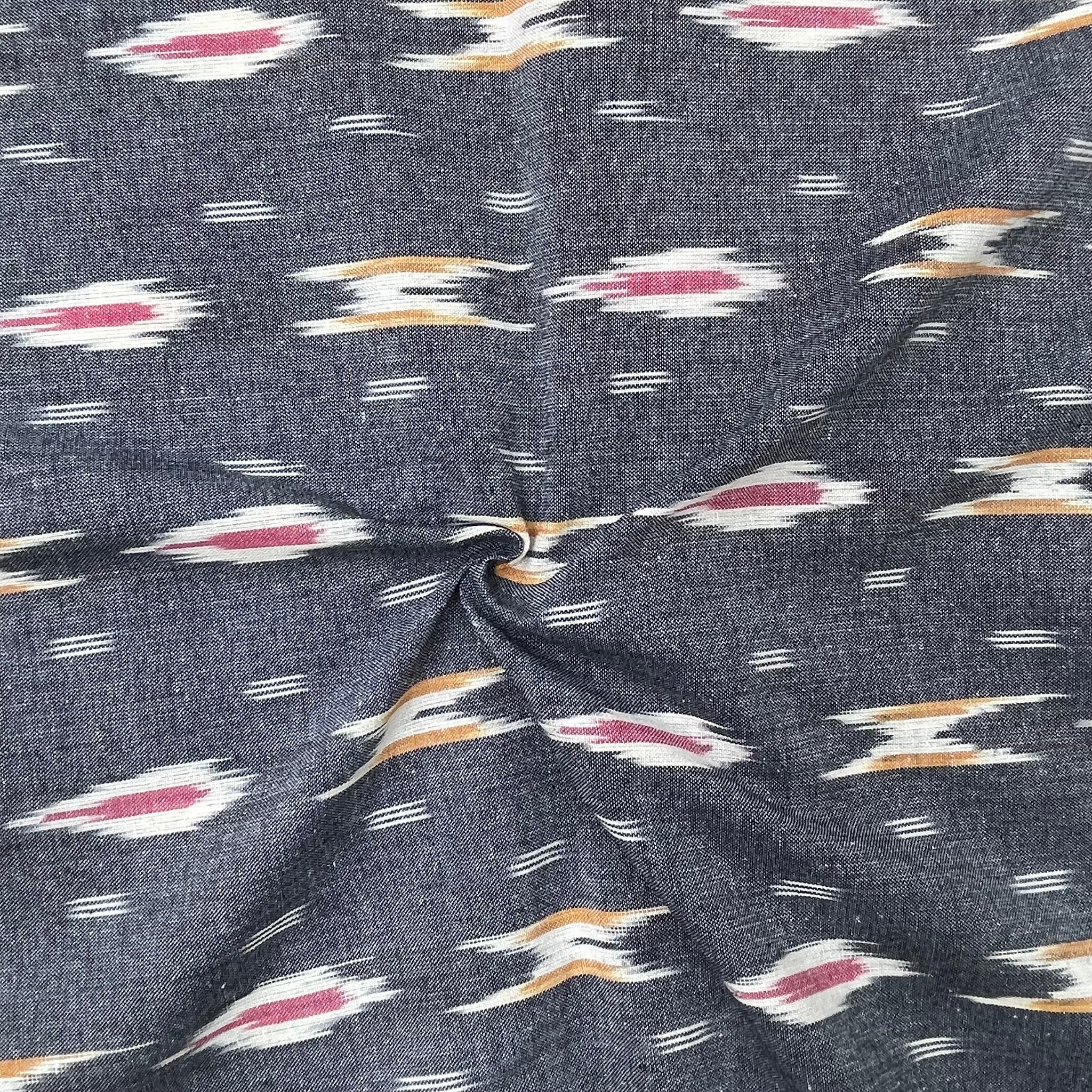 Gray Colour Ikkat Cotton Fabric