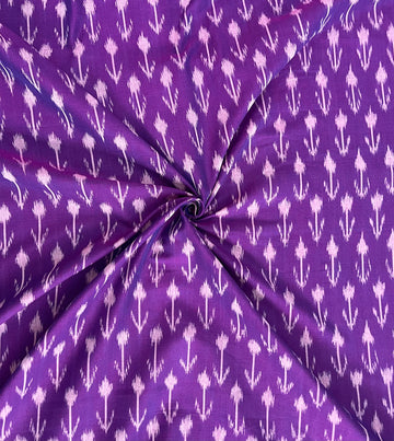 Mercerised Violent  Ikkat Handloom Cotton Fabric