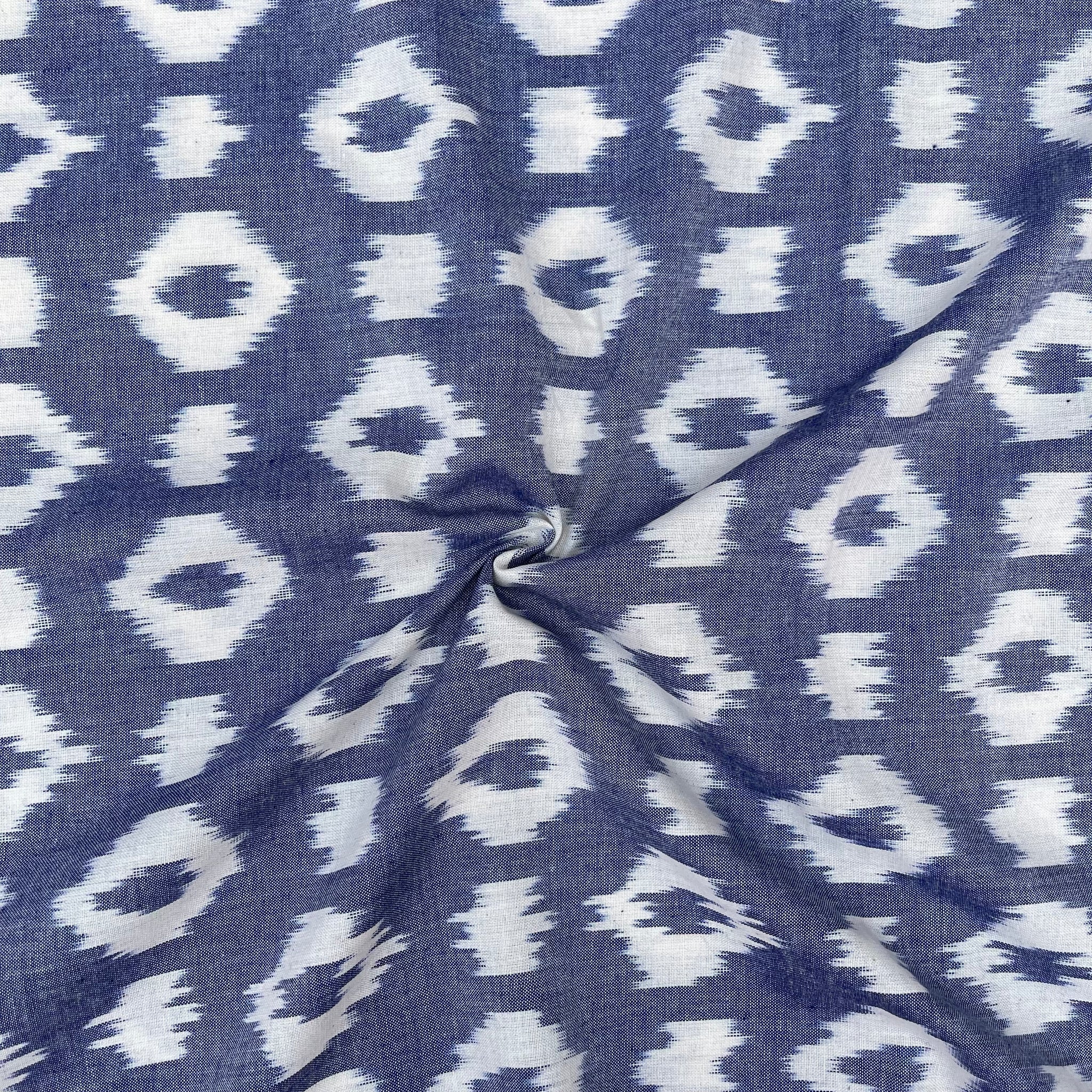 Pestal Blue Color Ikkat cotton Fabric