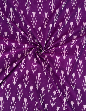Mercerised Purple Ikkat Cotton Handloom Fabric