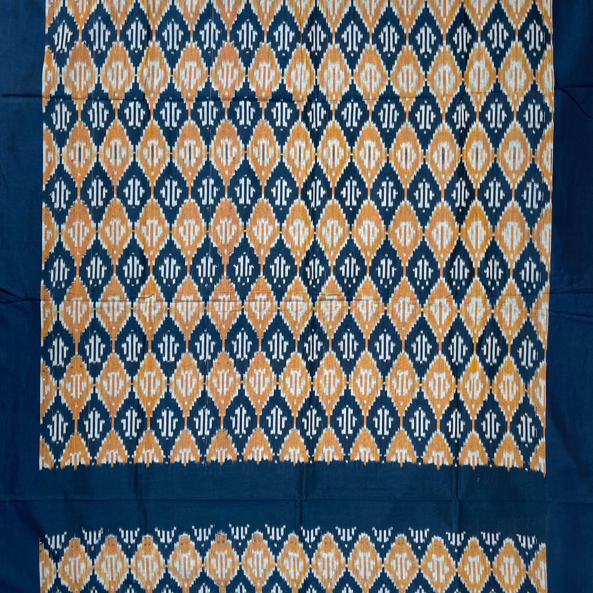 Pochampally Ikkat Cotton Duppata In Navy Blue Colour