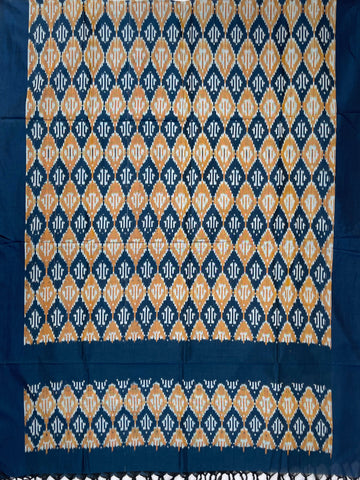 Pochampally Ikkat Cotton Duppata In Navy Blue Colour