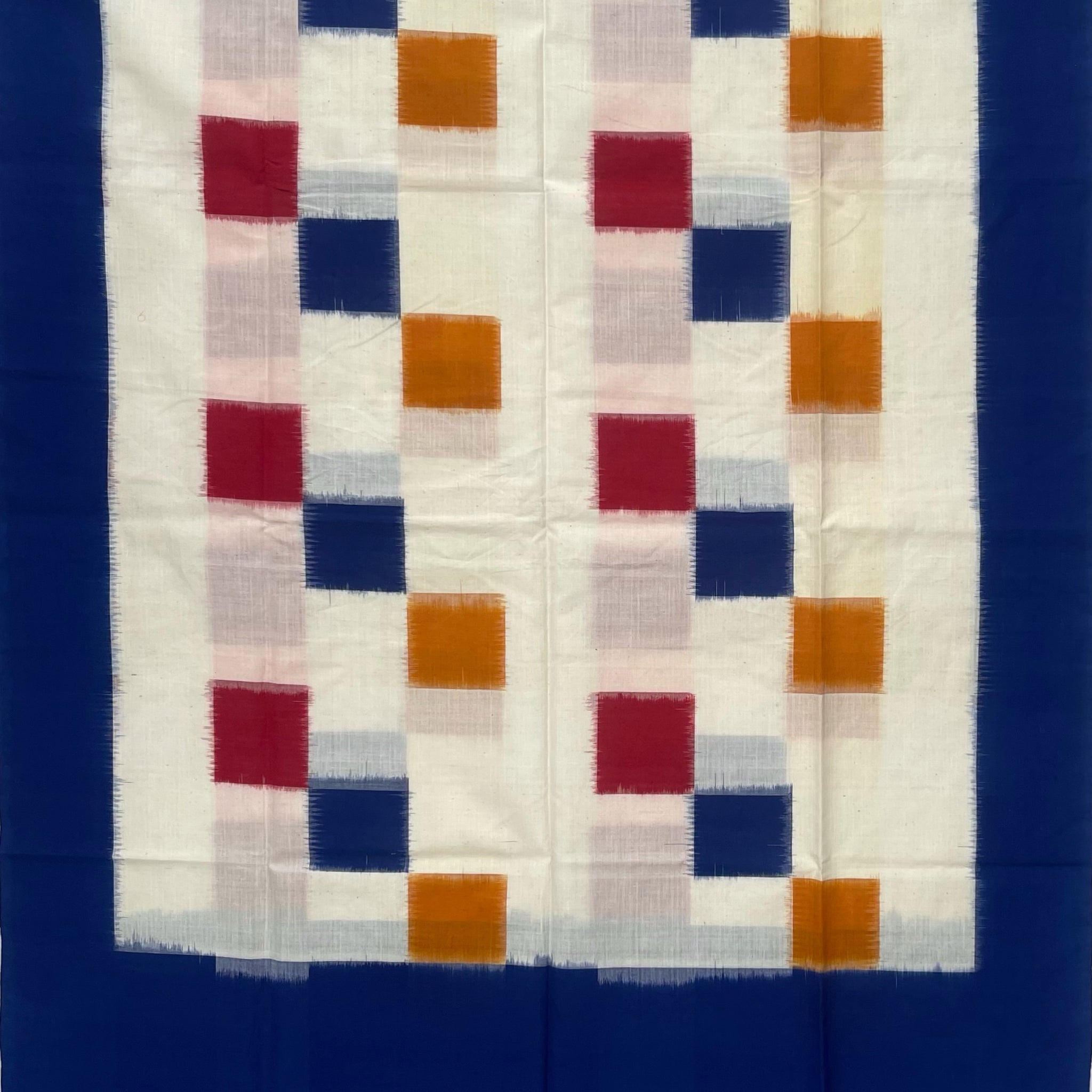 Pochampally Ikkat Cotton Duppata In Blue & Off White Multi Colour