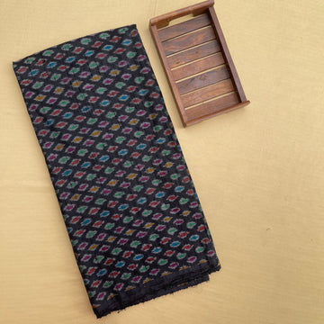 Black Ikkat Raw silk Fabric