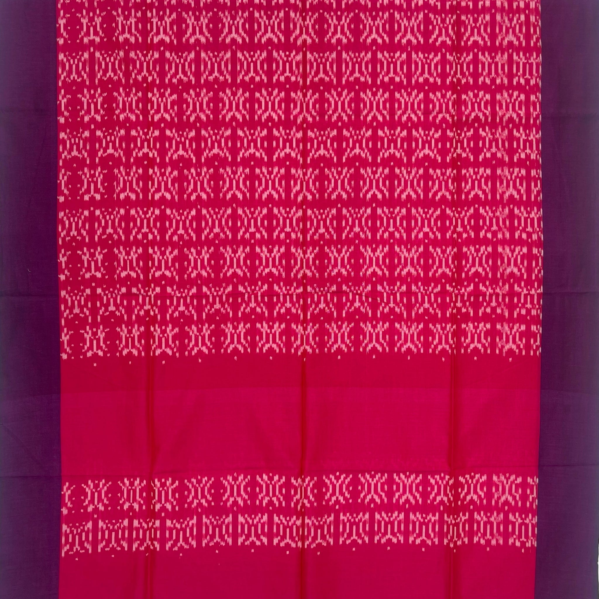 Pochampally Ikkat Cotton Duppata In Pink & Wine Colour