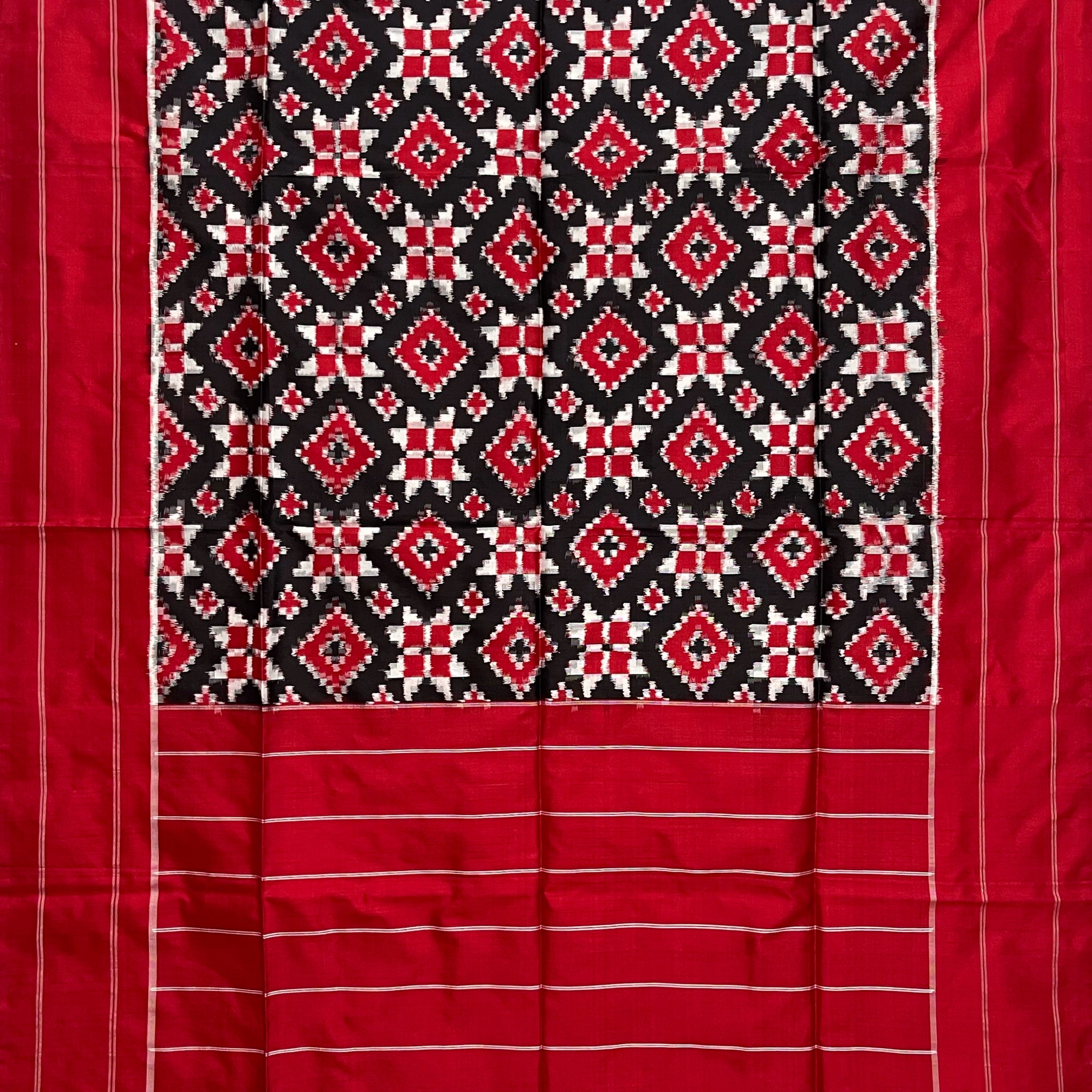 Black colour Pochampalli Ikkat Handloom silk duppata