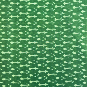 Mercerised Green Ikkat Handloom Cotton Fabric