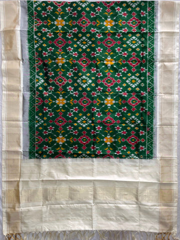 Green & Creem colour Ikkat Silk Duppata