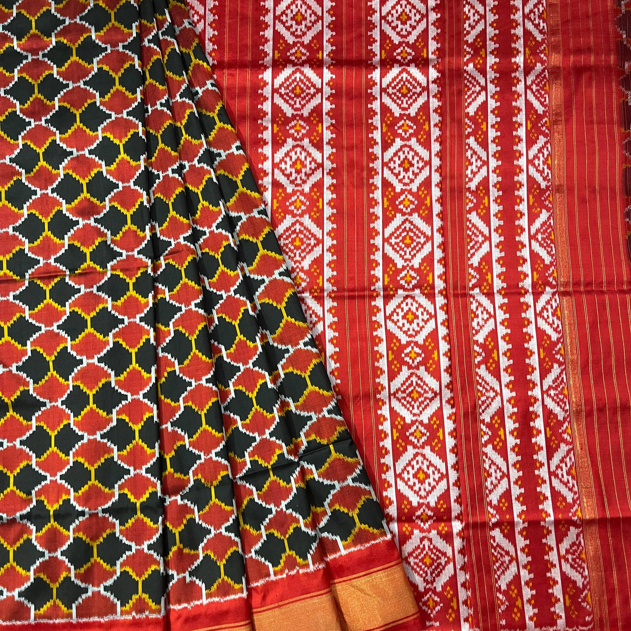 Cambodian  Ikkat Silk Sari
