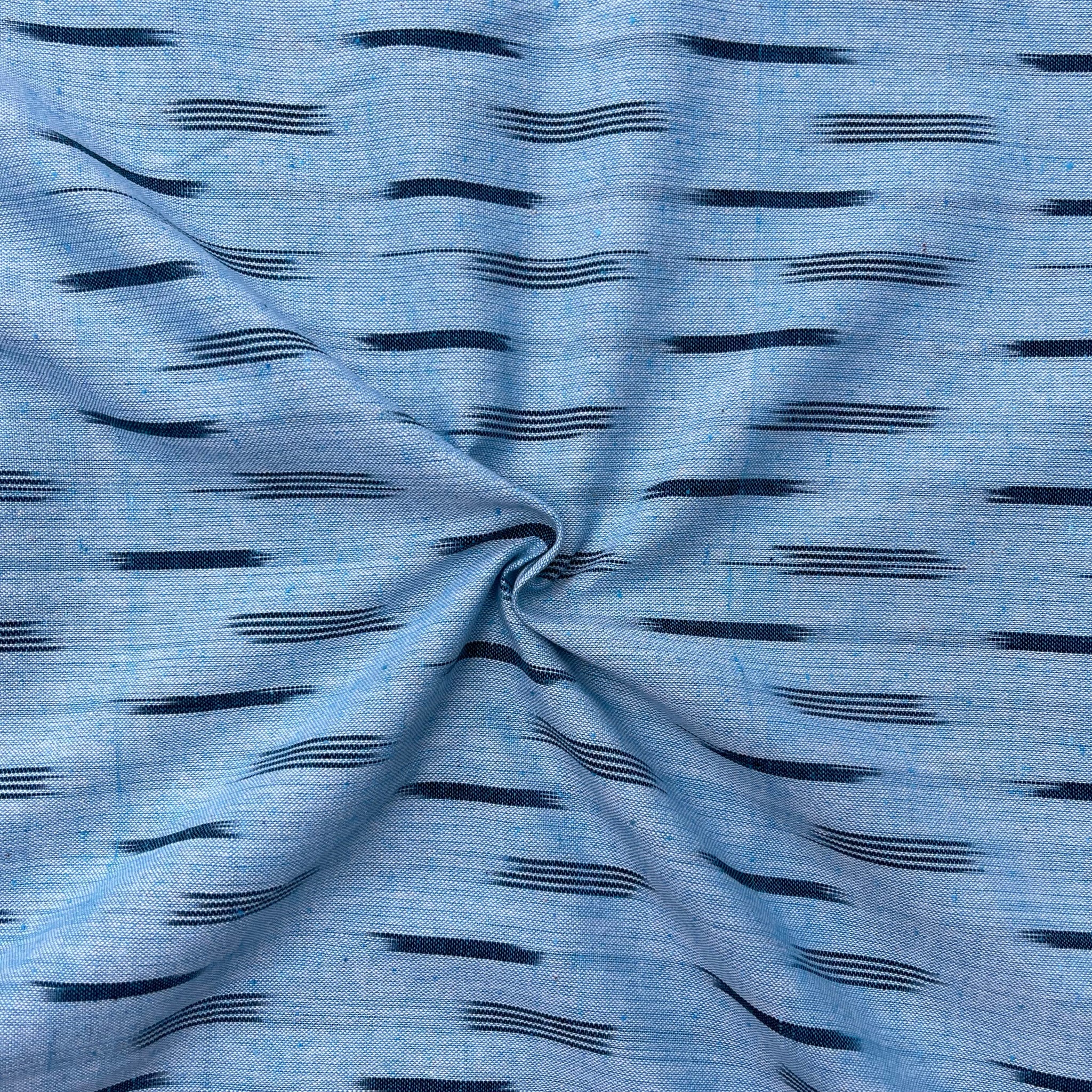 Tortoise Blue Colour Ikkat Cotton Fabric