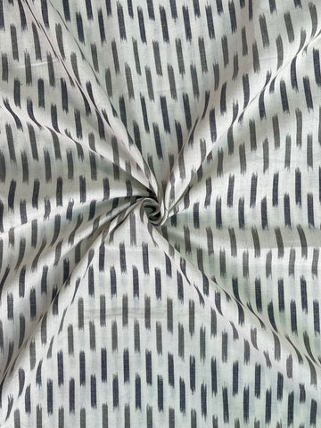 Pure Cotton Off White Base Grey stripes Ikkat Handloom Cotton Fabric