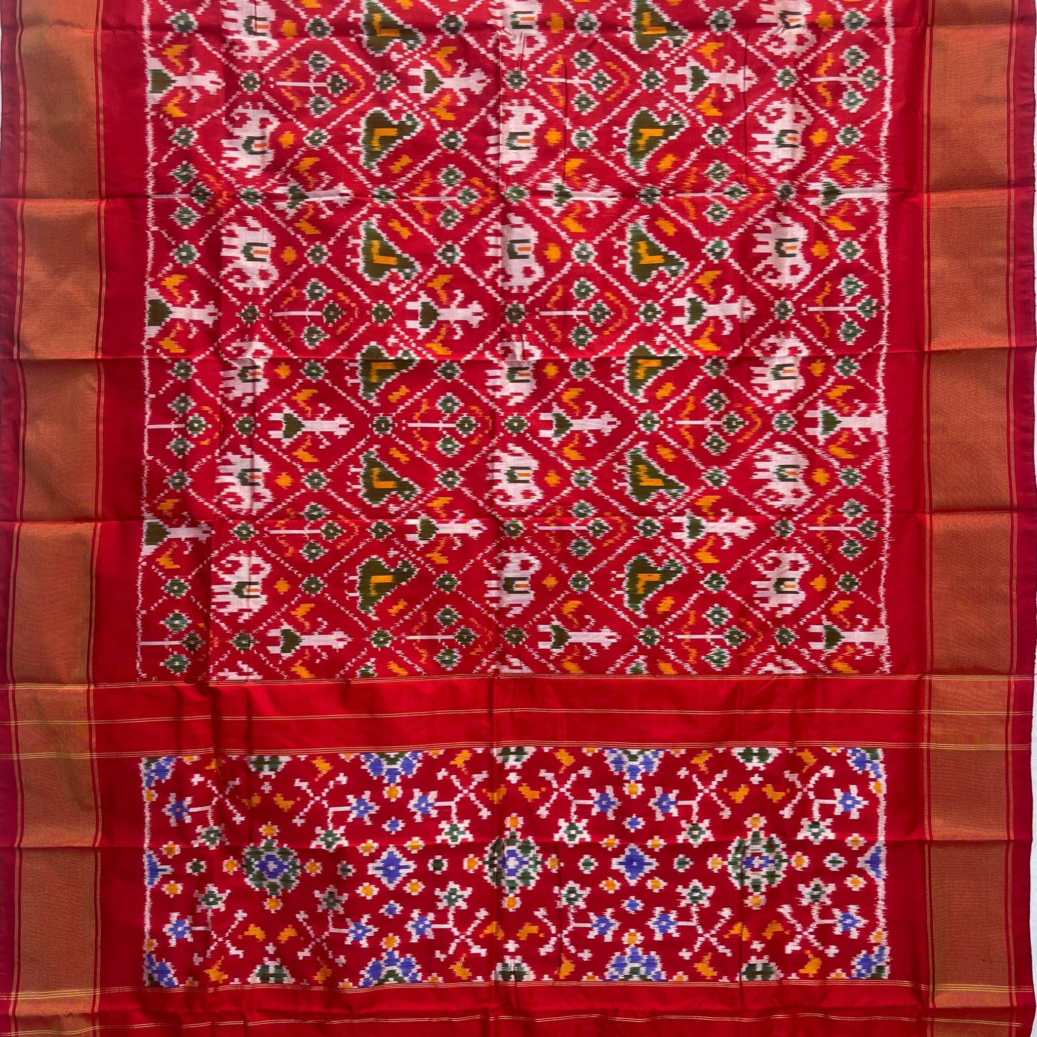 Red colour Pochampalli Ikkat Handloom silk duppata