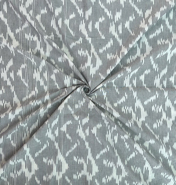 Corn Flower Blue Geometric Design In Ikkat Cotton Handloom Fabric