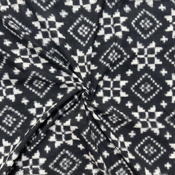 Black Color Telia Rumal Ikkat Cotton Fabric