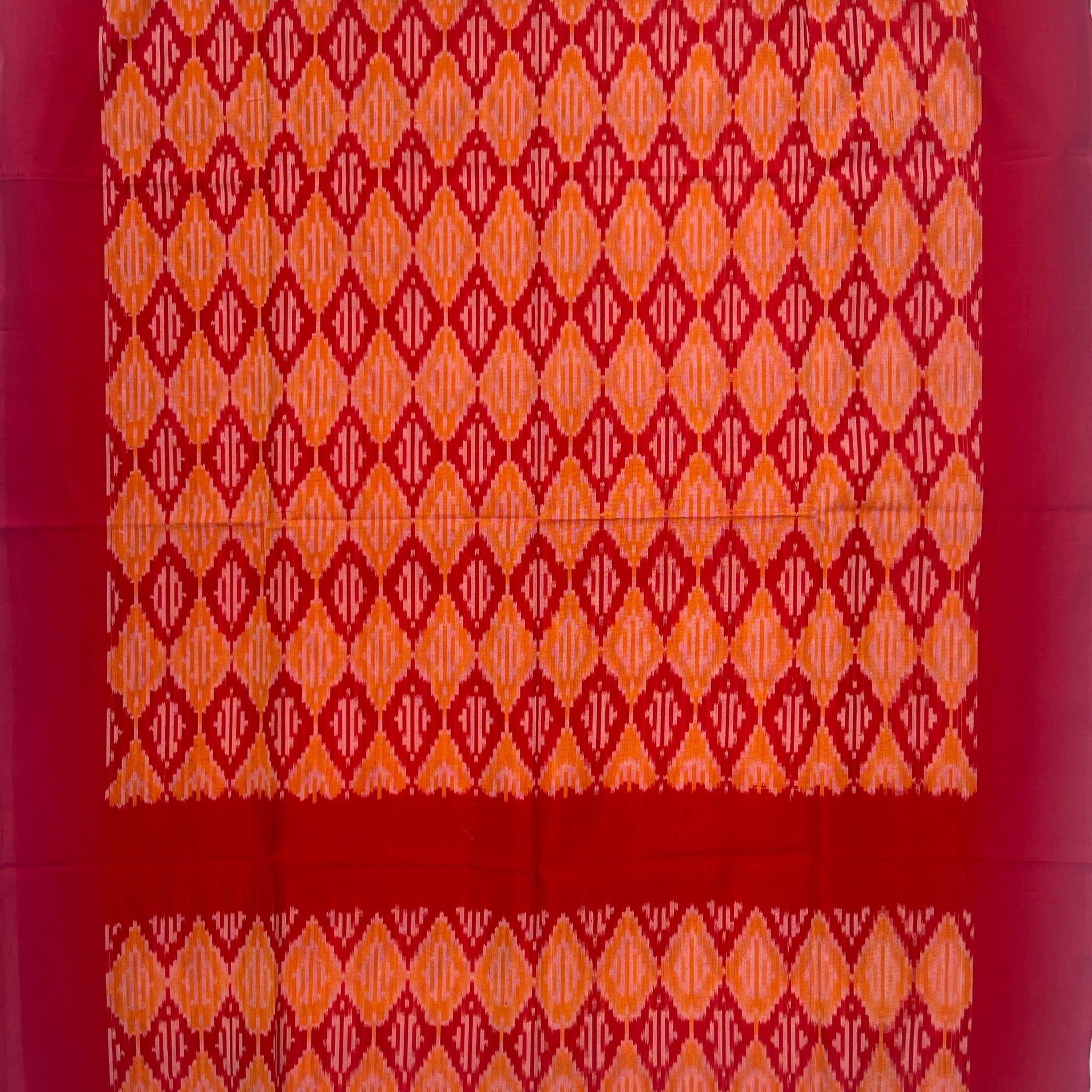 Pochampally Ikkat Cotton Duppata In Yellow & Brown Colour