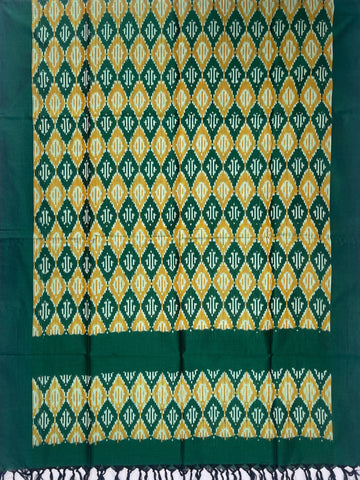 Pochampally Ikkat Cotton Duppata In Green Colour