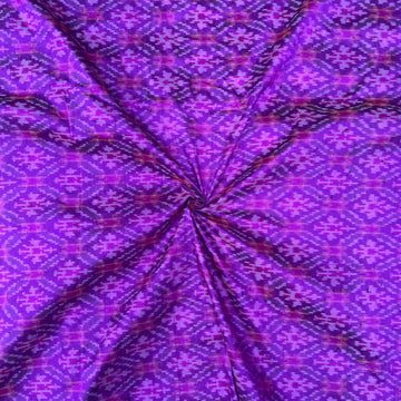 Purple Colour Ikkat Raw silk Fabric