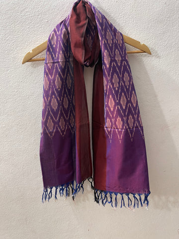 Purple & Wine Pochampalli Ikat Stole | Handwoven Cotton