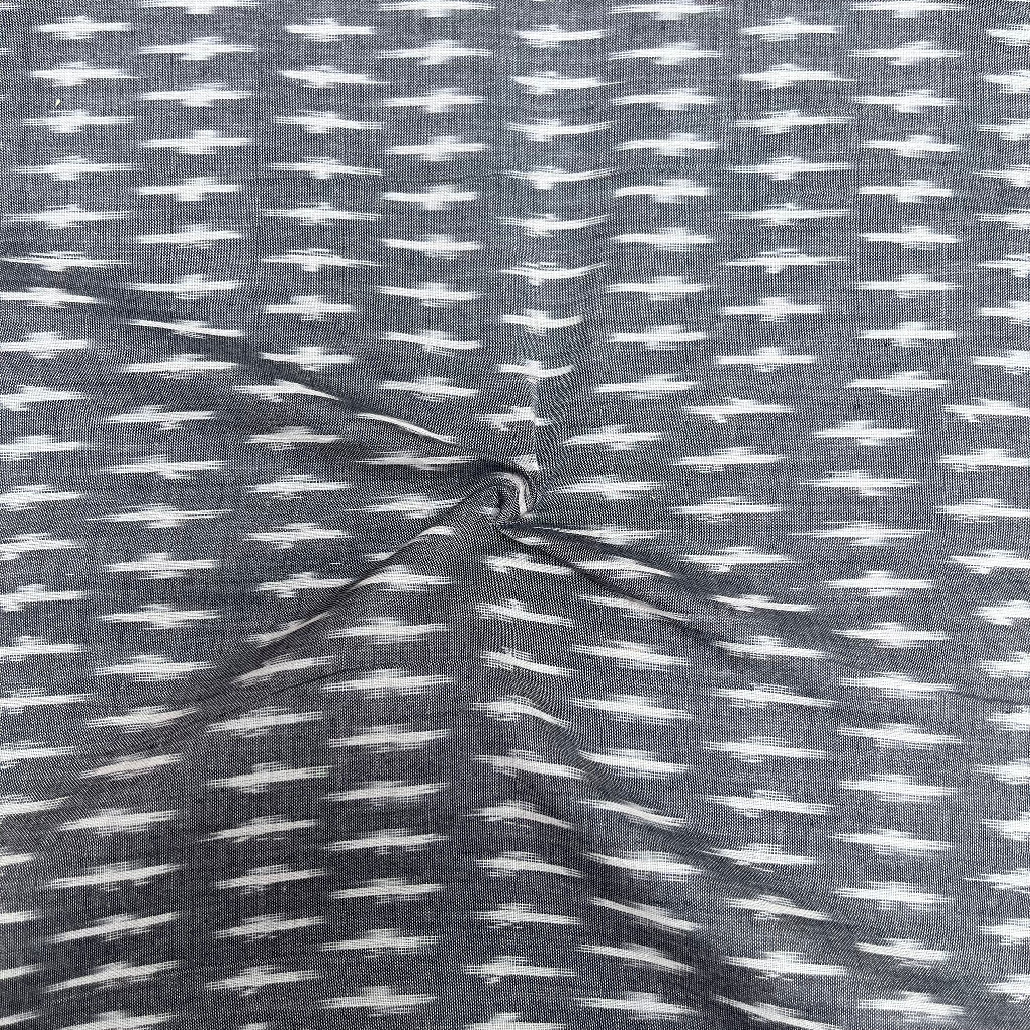 Mersiced Silver Colour ikkat Cotton Fabric