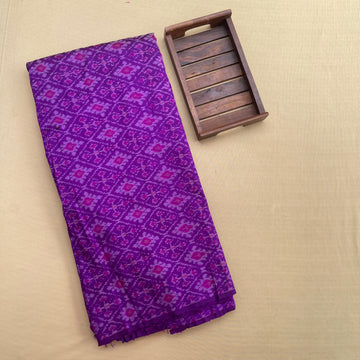 Purple Ikkat Raw silk Fabric