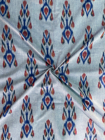 UZBEK IKKAT COTTON FABRIC IN BLUE COLOR  IKCO009