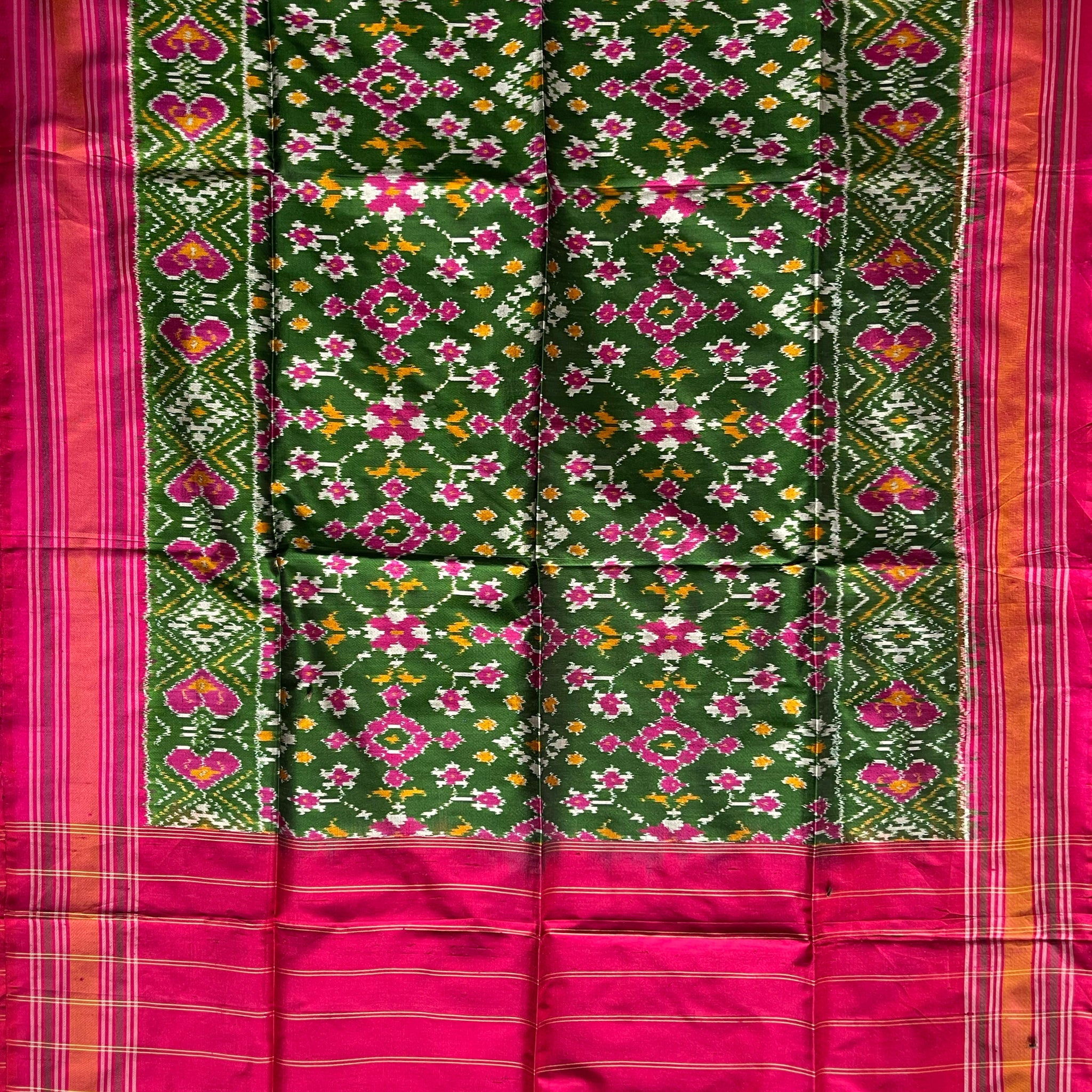 Green & Pink Ikkat SilkDuppata