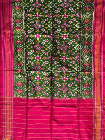 Green & Pink Ikkat SilkDuppata