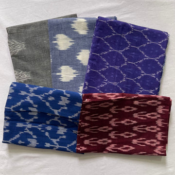 Buy 3 Get 2 Free" offer for the set of 5 blouse fabrics (1 meter each):