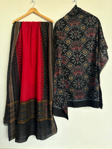 Pure Handloom Ikkat 3-Piece Dress Material Set