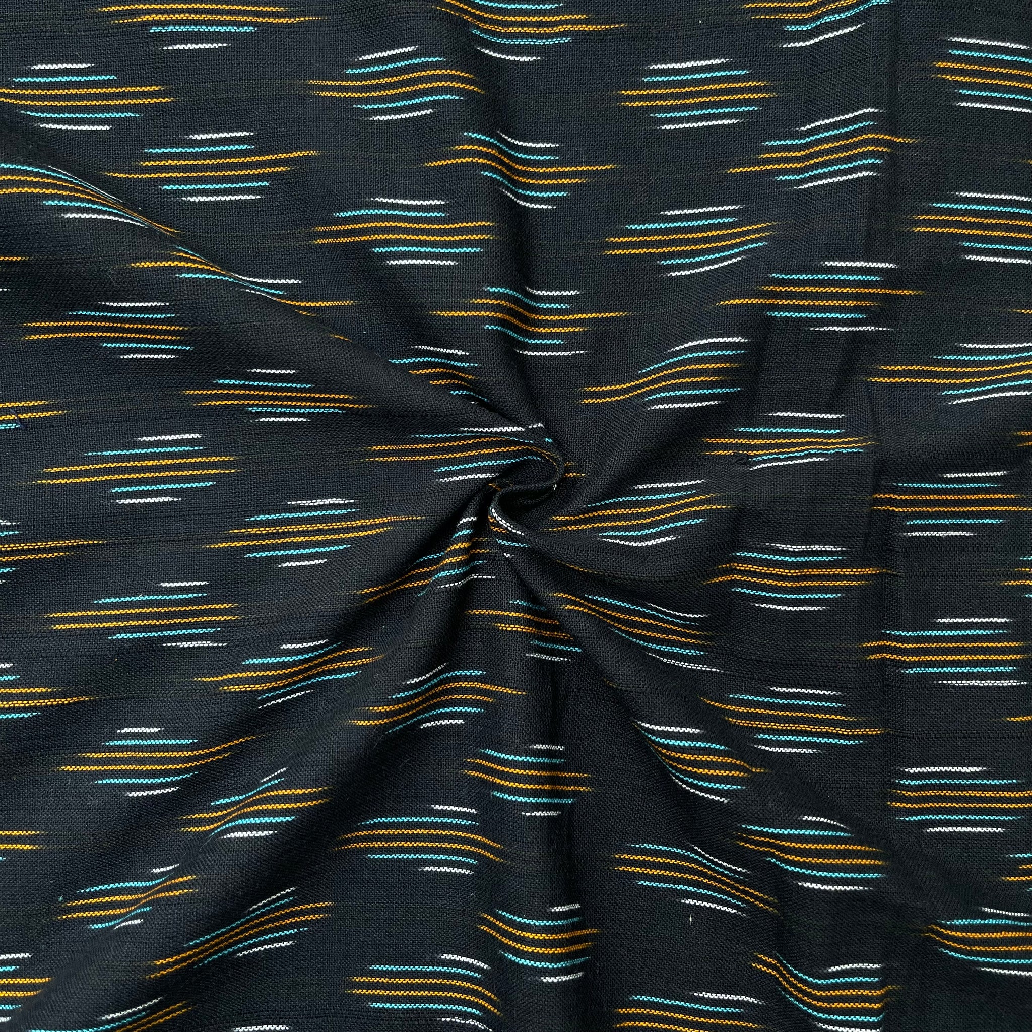 Black Colour Ikkat Cotton Fabric